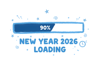 2026 New Year Loading Progress Bar - Anticipation & Countdown Concept on white background Isolated on Transparent Background