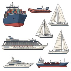 set of cargo ships