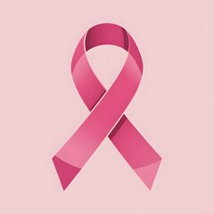 Pink Breast Cancer Awareness Ribbon Symbol on Soft Pastel Background for Support and Advocacy Themes
