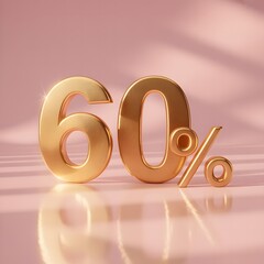 Elegant Gold Number 60 Design on Soft Pastel Background for Milestone Celebration or Anniversary Theme
