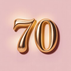 Elegant Gold Number 70 Design on Soft Pastel Background for Anniversary or Celebration Theme
