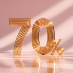 Elegant Gold Number 70 Design on Soft Pastel Background for Anniversary or Celebration Theme
