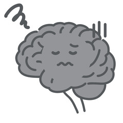 ストレスで不調な脳のキャラクターイラスト（うつ・疲労・自律神経）