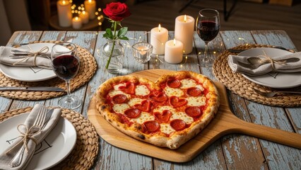 Romantic Heart Pizza Dinner for Two Celebration