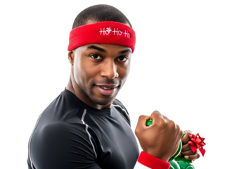 Holiday Fitness Workout Exercise Dumbbell Man Athlete Festive Season Gym Health