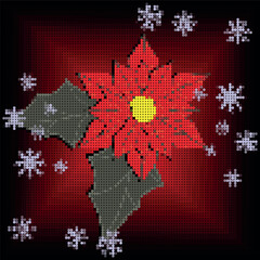 xmas flower huichol art mosaic in vector format