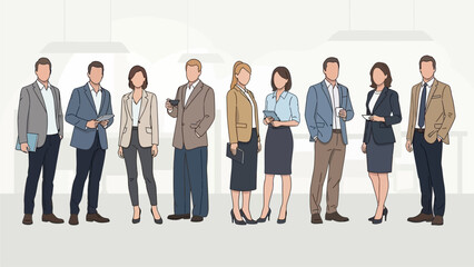 Fototapeta premium Diverse Group of Professionals in Business Attire Standing Together