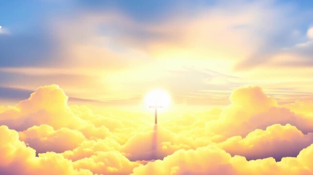 Skyward Ascent: A rocket streaks through a canvas of fluffy clouds, illuminating the heavens with its fiery trail, a scene of awe and human aspiration.