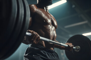 Heavy lifting in a modern gym with focused athlete during an intense workout session
