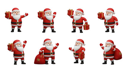 Cartoon Santa Claus Collection with Gifts and Poses