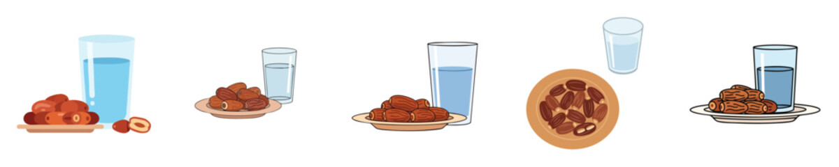 Dates Drink Illustration Flat Vector Fresh Dried Dates
