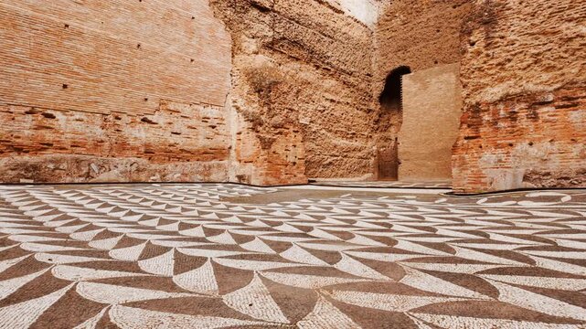The ruins of the Baths of Caracalla, Rome, Italy, dating back to 212 AD, under the emperors Septimius Severus and Caracalla