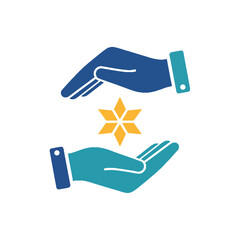 Protecting innovation Safeguarding a golden star with hands symbolizing care and support ideal for technology security  financial services.