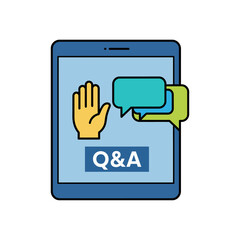 QA on tablet online help and support raise a hand for questions interactive discussion for education using technology for business solutions
