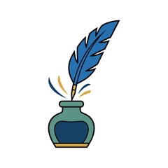 quill and ink illustrating writing process placed in an inkwell on a white background ideal for creative writing blogs and educational material.