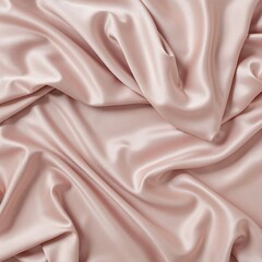 Obraz premium Luxurious rose gold satin fabric elegantly drapes across the frame, creating a soft, flowing texture with gentle folds and shimmering highlights, perfect for backgrounds.