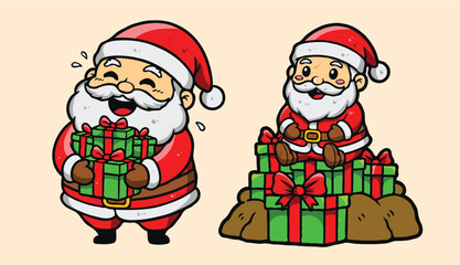 Cute Chibi Santa Claus Cartoon Vector for Christmas and Holiday Design