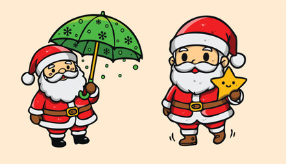 Cute Chibi Santa Claus Cartoon Vector for Christmas and Holiday Design