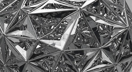 Geometric Metallic Sphere - Reflective Faceted Surface Design.