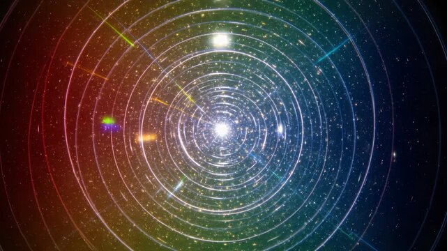 Cosmic Spiral: A journey through time and space with vibrant celestial patterns and concentric