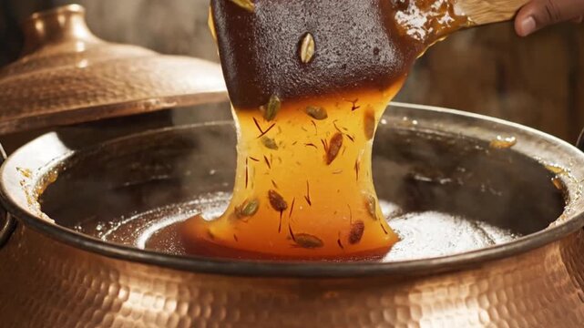 Footage of Omani Halwa Stirring