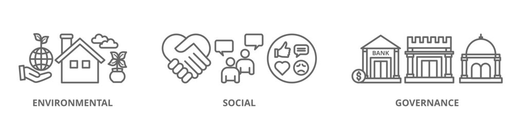 ESG banner web icon set vector illustration for Environment Social Governance of corporate sustainability performance for investment screening