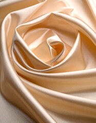 Soft, spiraling fabric in a creamy peach color, creating a rose-like shape