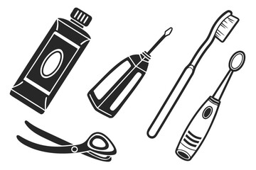 74--dental-care-tools-6-icon-set--black-icons-on-w