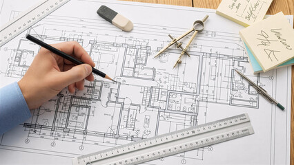 architect drawing plan