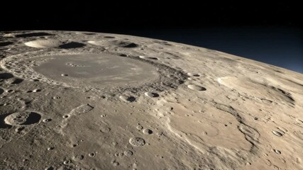Expansive view of the Moon's grey, rocky surface covered in countless craters and celestial formations - Powered by Adobe