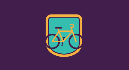 Yellow Bicycle Emblem on a Teal Shield with Orange Border.