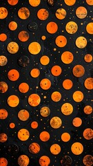 Textured backdrop with numerous stylized orange circles