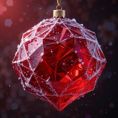 Red Crystal Christmas Ornament 3D Illustration