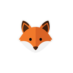 Obraz premium Stylized Orange Fox Face With White Accents And Brown Ears Against A Black Background Flat Design