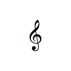 Obraz premium Black treble clef symbol centered on a white background