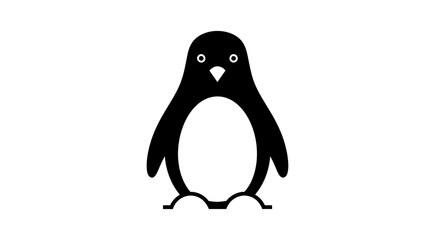 Simple Black Silhouette of a Penguin Standing Upright.