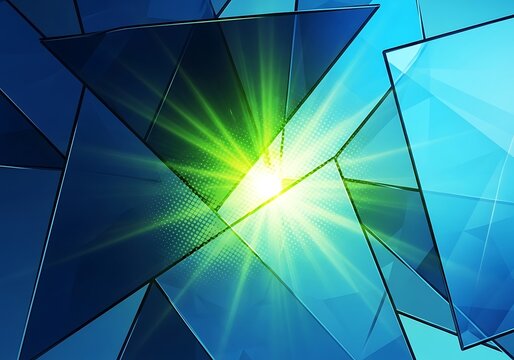 Geometric Shattered Illumination with Green Rays and Halftone Effect
