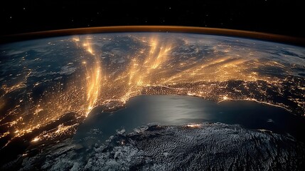 Earth at Night: City Lights Shining from Space