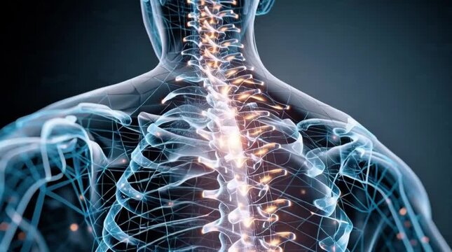 Human Spine Pain and Injury Medical Scan X-ray Digital Visualization
