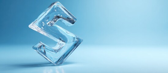 3D rendered ice letter S floating on a blue background