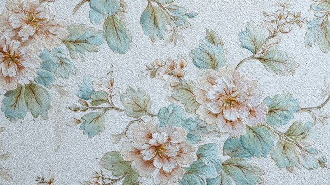 花柄のヴィンテージプリント生地 / Vintage Floral Print Fabric