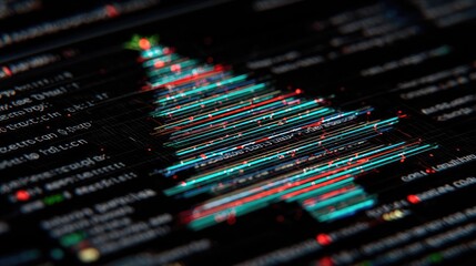 Digital Christmas Tree Design with Colorful Data Lights Effect