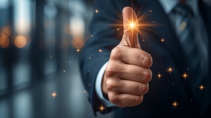 a gesture of approval and satisfaction, thumb up in a sign of affirmation. Close-up of a hand with a thumbs-up gesture, symbolizing agreement, success, and positivity