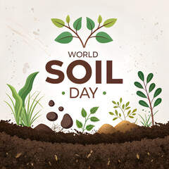 World Soil Day Minimal Illustration, Eco Soil Conservation Graphic, Soil Health Awareness Design, Sustainable Agriculture Soil Texture Art, Clean Minimal Earth Layers Concept
