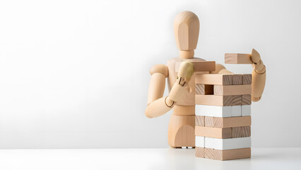 積み木を重ねてシステムを構築するデッサン人形