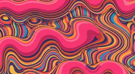 Fototapeta premium Vibrant wavy striped abstract pattern background