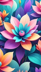 Vibrant floral fantasy, showcasing a layered, colorful blooming flower