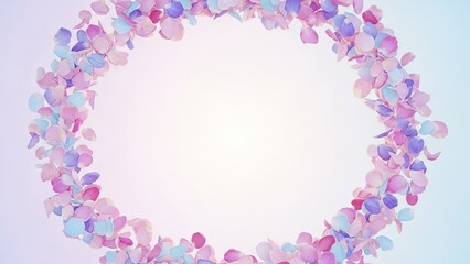 Obraz premium Floral ring frame with pastel petals and copy space