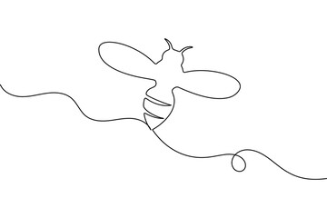 Minimalist bee continuous one line art vector illustration