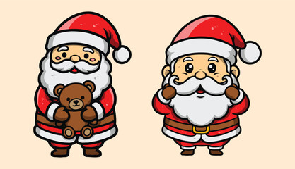 Cute Chibi Santa Claus Cartoon Vector for Christmas and Holiday Design